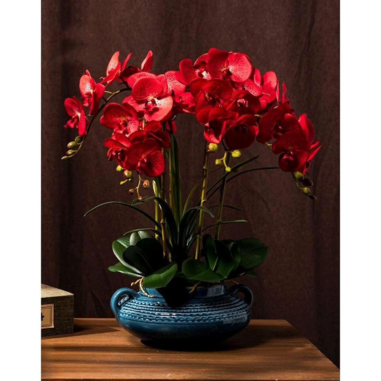 SDdPulse Orchidea artificiale con vaso in ceramica orchidee finte in seta, 50,8 cm, fiori artificiali Phalaenopsis orchidea artificiale per la casa, fiori finti molto naturali, giallo