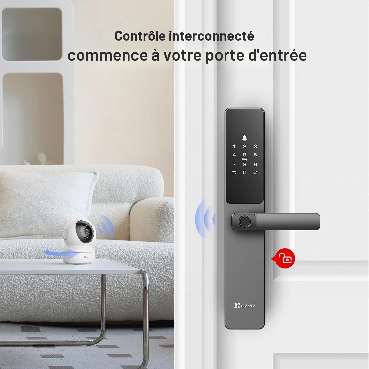 EZVIZ Smart Lock DL05 Serrure de porte d'entrée sans clé 7 en 1, avec accès par empreintes digitales – Entrée sécurisée sans clé, plusieurs options de déverrouillage, alertes instantanées, résistant