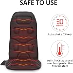 COMFIER Coussin de massage pour siège avec chaleur - Massager pour chaise, 3 coussins chauffants, 10 moteurs de vibration, Tapis de massage pour le dos à utiliser au bureau ou à la maison