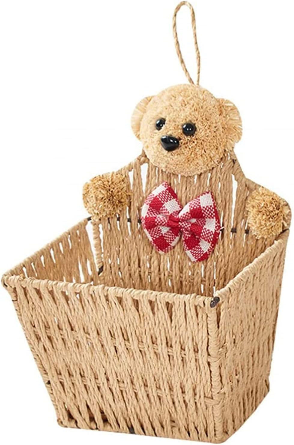 Rattan Wall Mounted Storage Basket Hyacinth Baskets Wall Shelf Storage Box Creative and Cute Kitchen and Bathroom Hanging Baskets-Beige