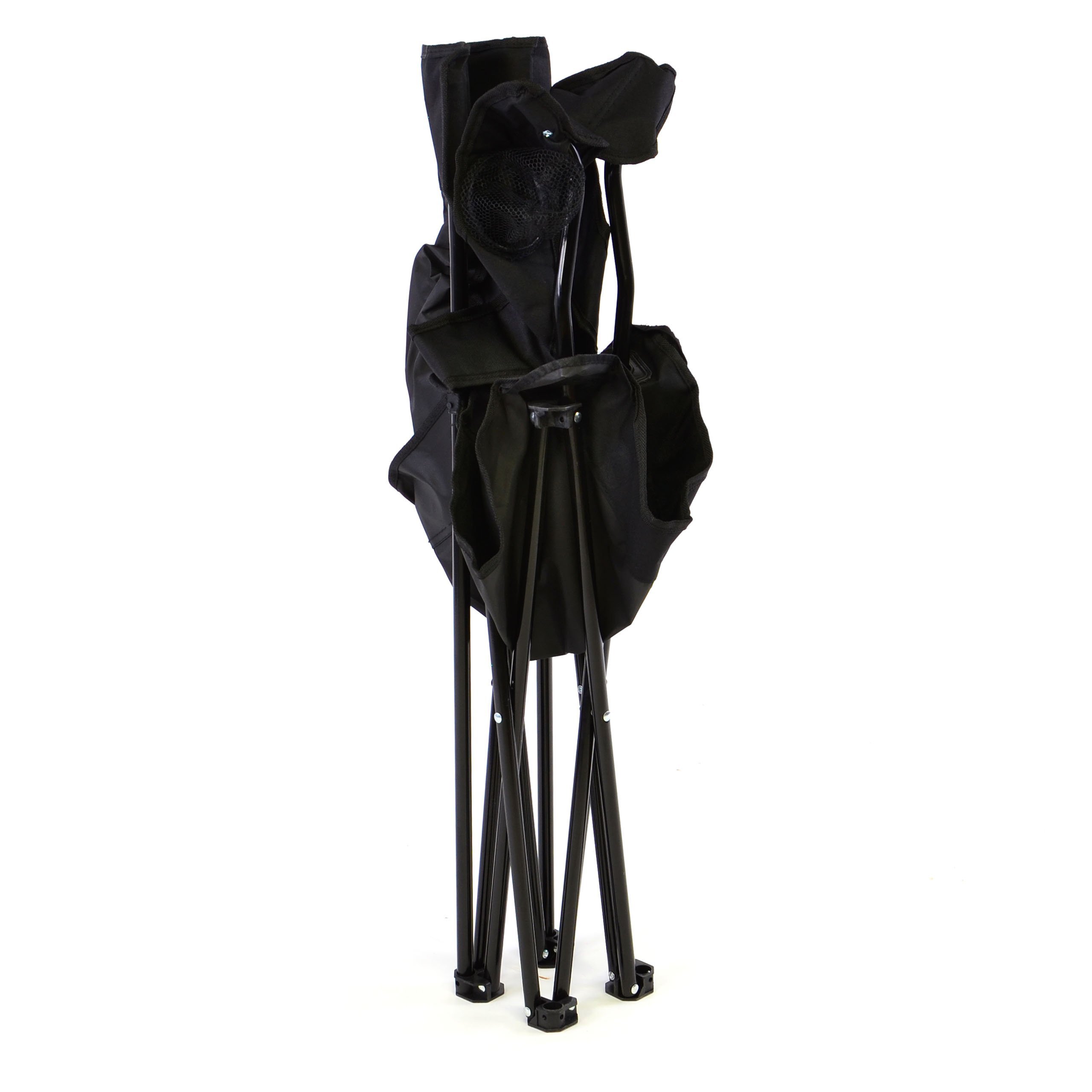 Nexos 2-er Set Angelstuhl Anglerstuhl Faltstuhl Campingstuhl Klappstuhl mit Armlehne und Getränkehalter praktisch robust leicht schwarz