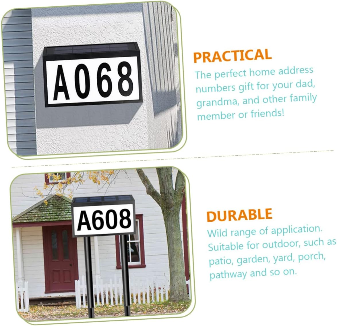 Artibetter Solar Door Number Light Solar Wall Light House Number Address Sign Patio Garden