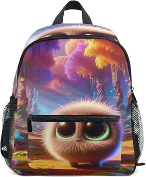 3d Animation Small Round Creature Backpack for Toddler Girls Boys, Small Travel Backpack Kids School Bag, 3-8 Years