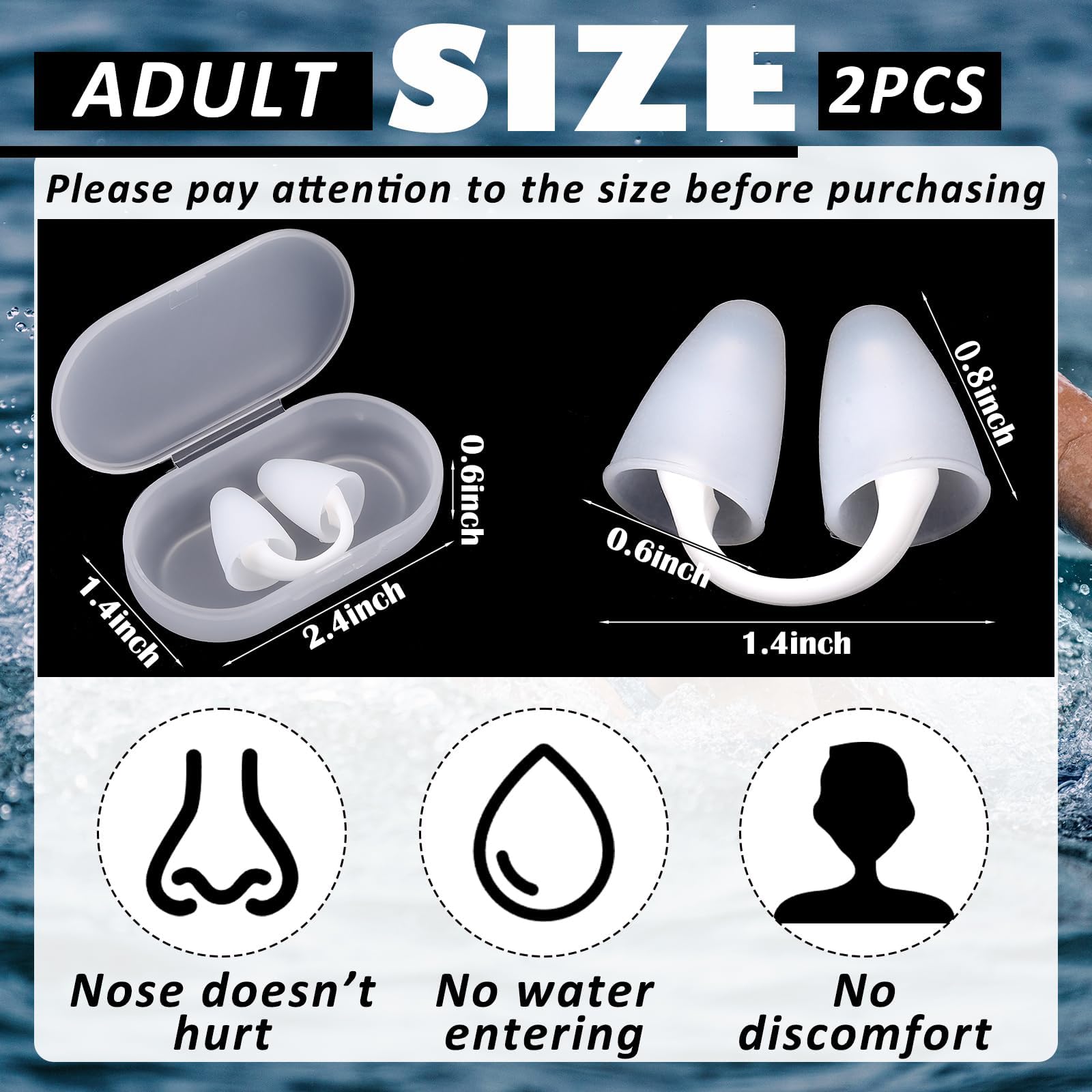 Piscina Tapón Nariz 2 PCS Protector Nasal Nadar Silicona Reutilizable para Principiantes Natación Surf