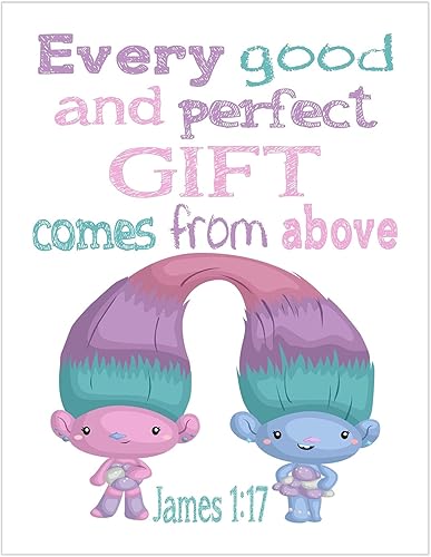 Miniatura 2 de Satin and Chenille Trolls Christian Nursery Decor Unframed Print - Every Good and Perfect Gift Comes From Above
