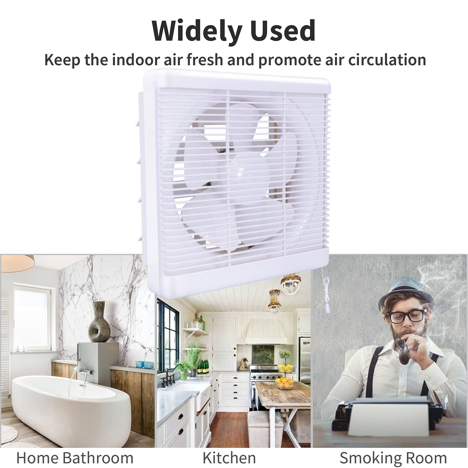 Exhaust Shutter Fan 300 CFM, 2 Direction Reversible Strong Airflow Wall