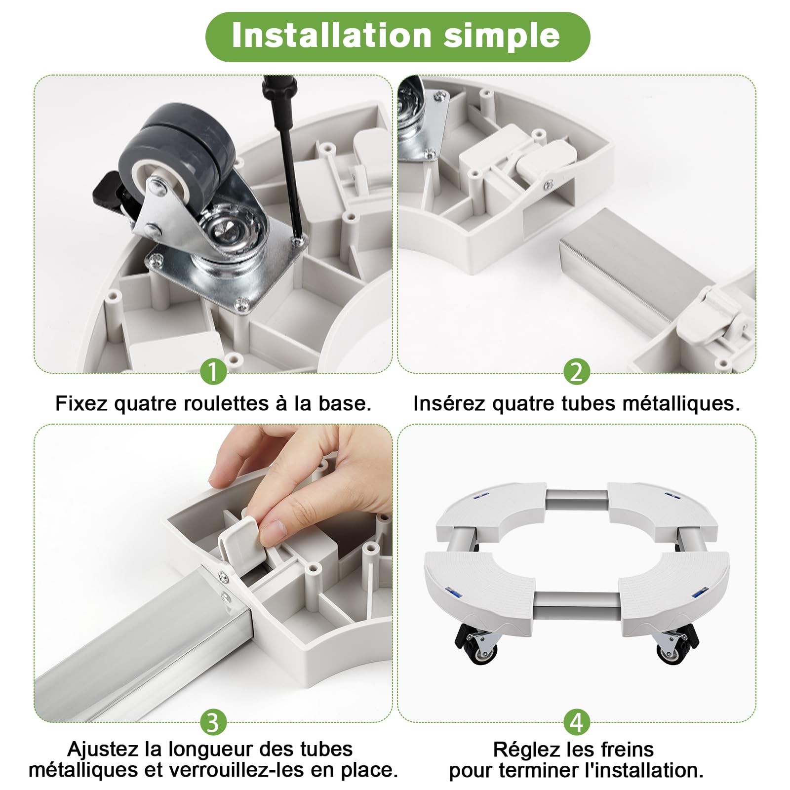 DEWEL Support Roulette Porte Plante Réglable 38-50cm, Capacité de Charge 200 kg
