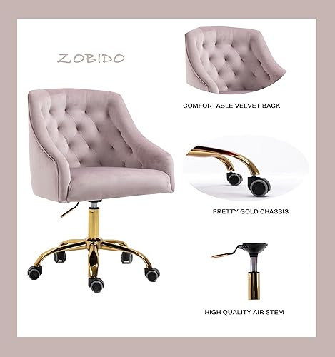 Miniatura 79 de ZOBIDO Cómoda silla de trabajo para la oficina en casa con ruedas, bonita y moderna tapizada de terciopelo con respaldo de concha, silla de
