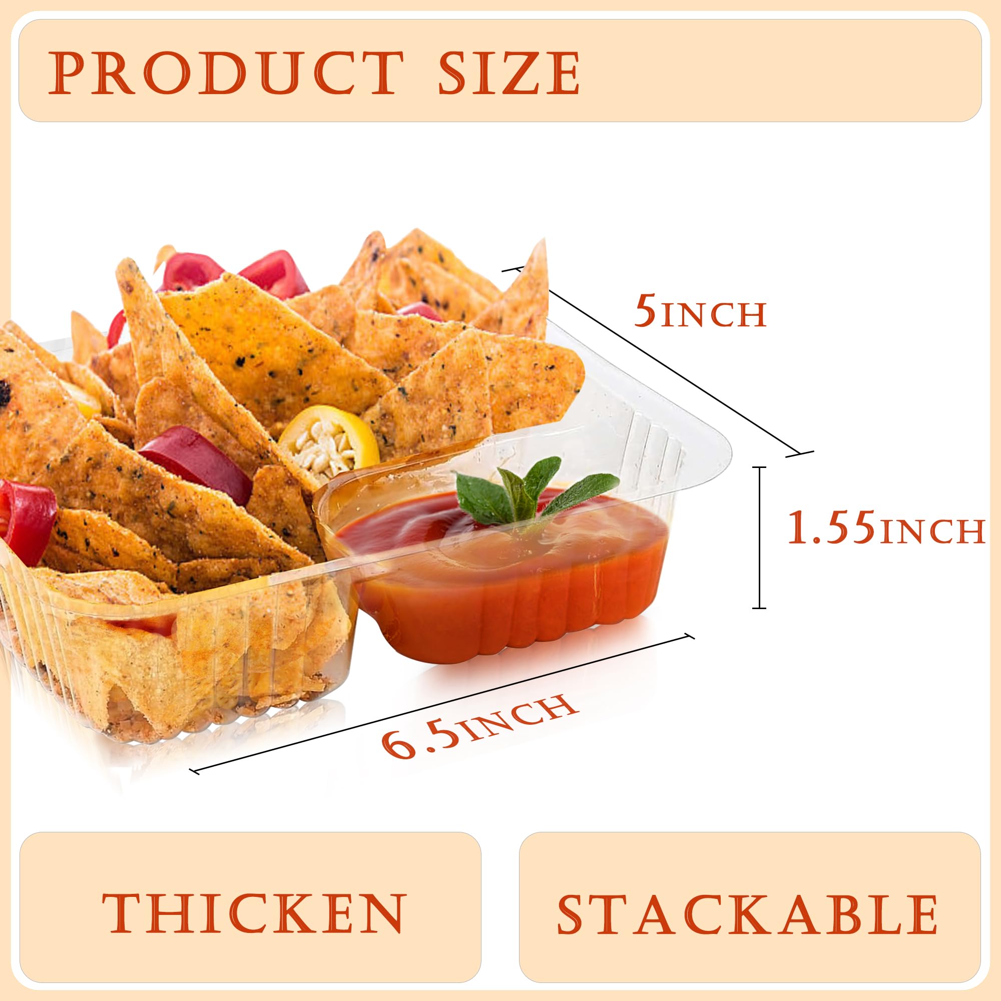 50-Pack 12oz Plastic Nacho Trays | 2-Compartment Disposable Snack Containers For Parties