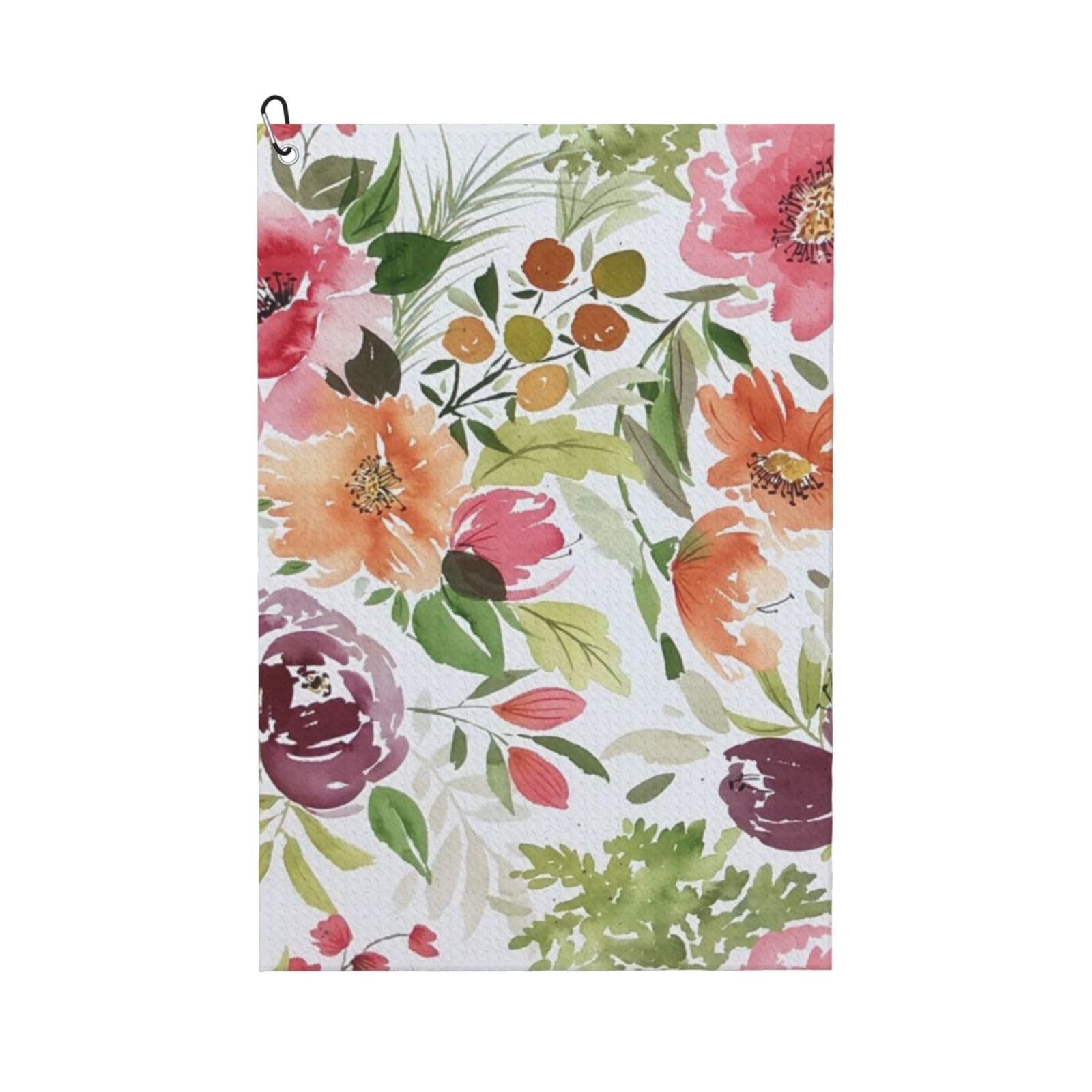 Hnnkloy Peach Peony, 16x24 in Portable Waffle Golf Towels with Carabiner Clip for Golf Bag