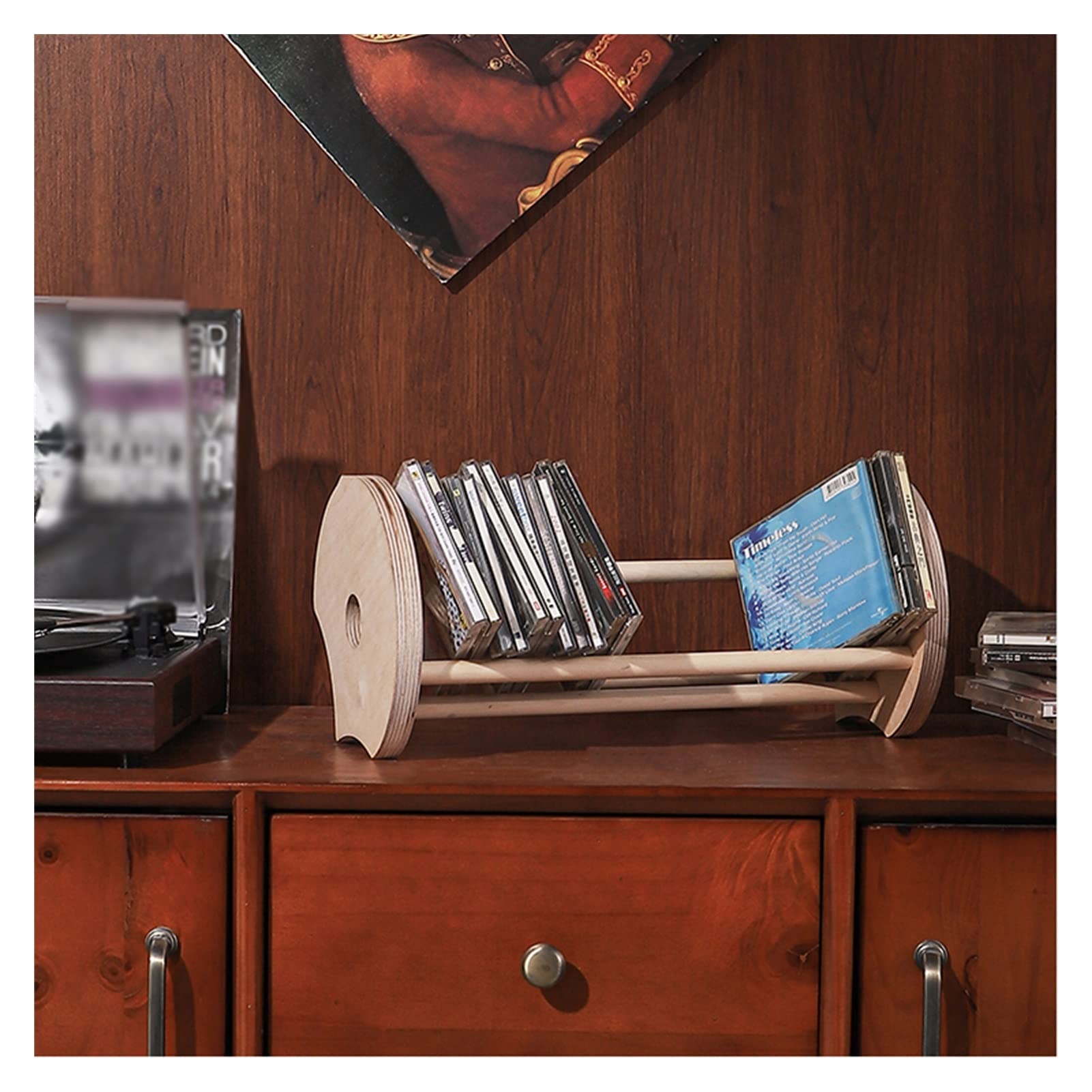 Conservazione dei Dischi in Vinile Porta CD for Dischi in Vinile, Porta CD, Porta Dischi Multifunzione in Legno, Porta Dischi for Giochi, for Uso Domestico Registrare la Cassa