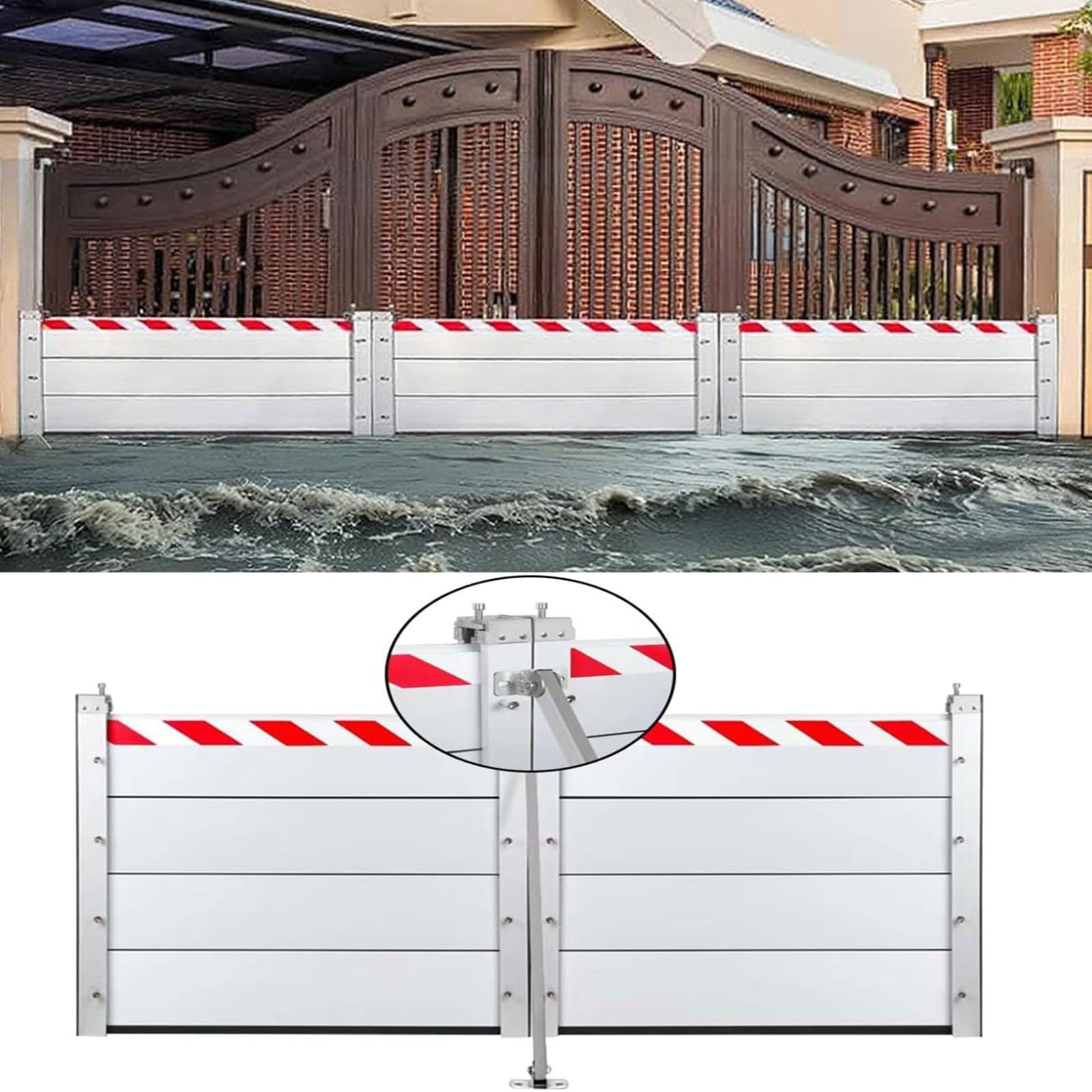 Paratia Antiallagamento Per Porta Esterna L 135cm H 20cm Barriera Anti Acqua Riutilizzabile Barriera In Alluminio Anti-Allagamento Paratia Antiallagamento Per Porta Paratia Antiallagamento Garage