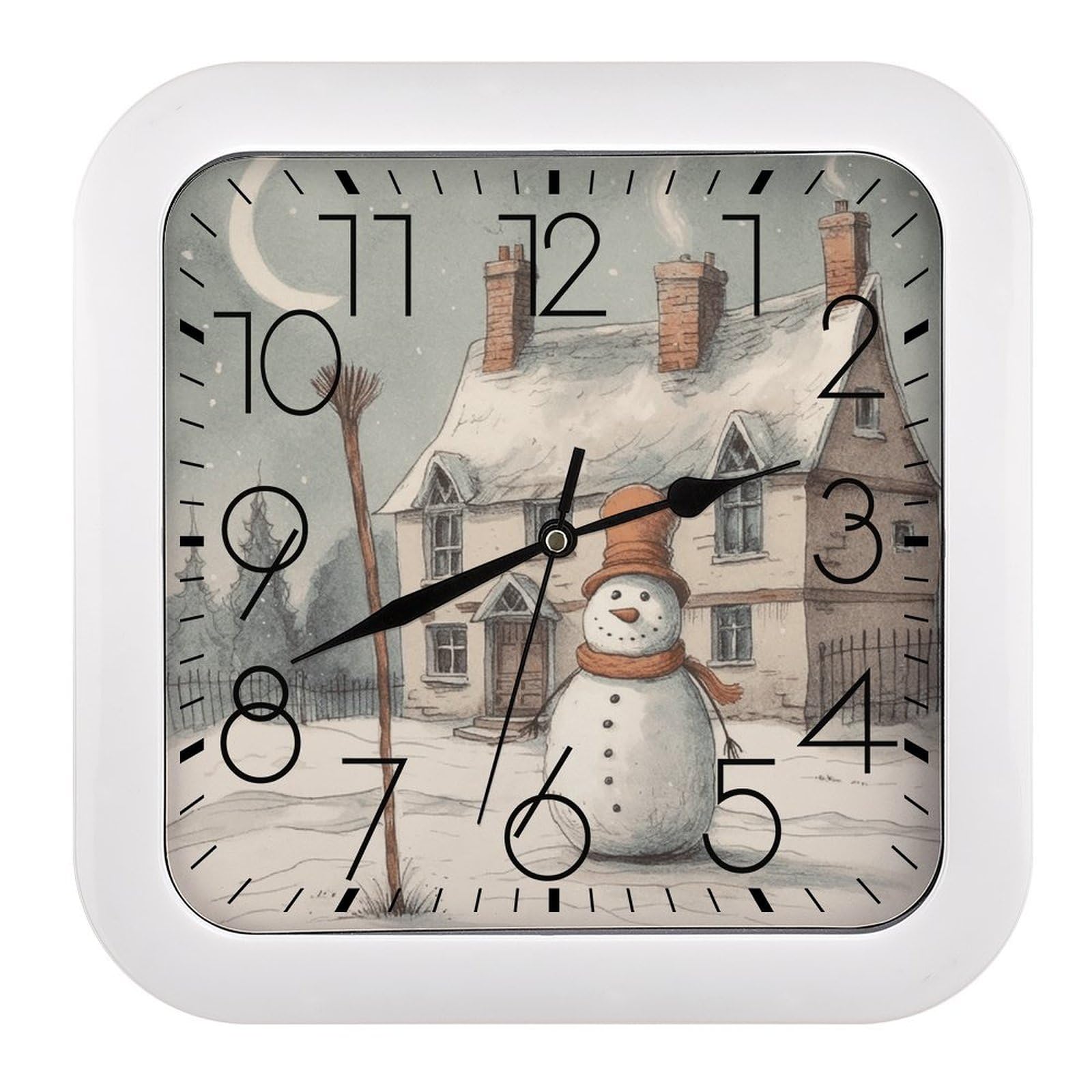 Horloge murale de cheminée bonhomme de neige, un cadeau rétro idéal pour la maison