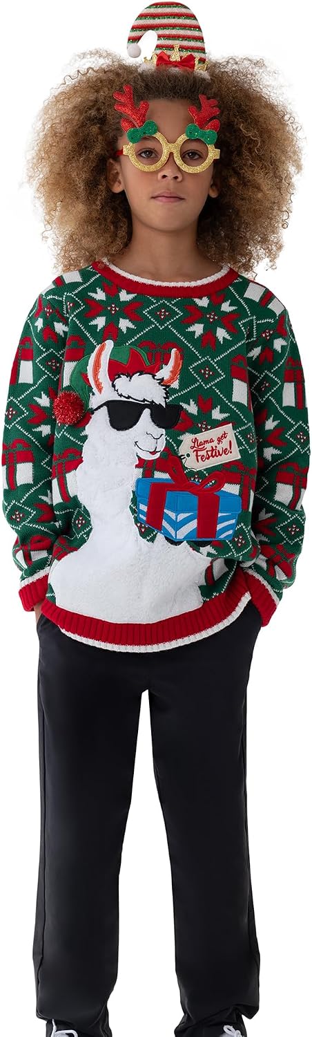 Blizzard Bay Boys' Llama Get Festive Ugly Christmas Sweater