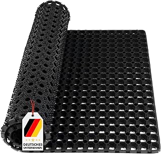KARAT Ringgummimatte - Türvorleger, Schmutzfangmatte - Fußmatte aus Gummi - Schmutzfangmatte, Fußabtreter, Wabenmatte, Gummimatte, Drainagematte Octodoor (100 x 200 cm)