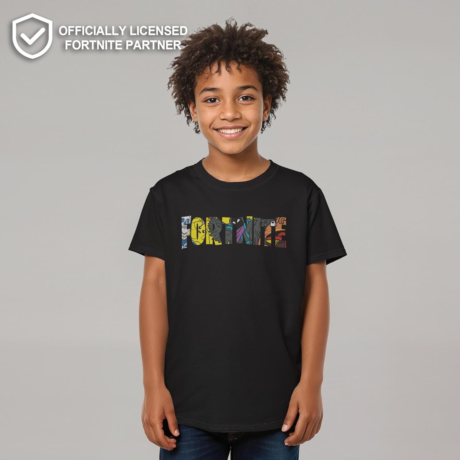 Fortnite Boys Black T-Shirt - Character Filled Logo Graphic - Official Merch - Short Sleeve 100% Cotton Casual Tee - Image 2
