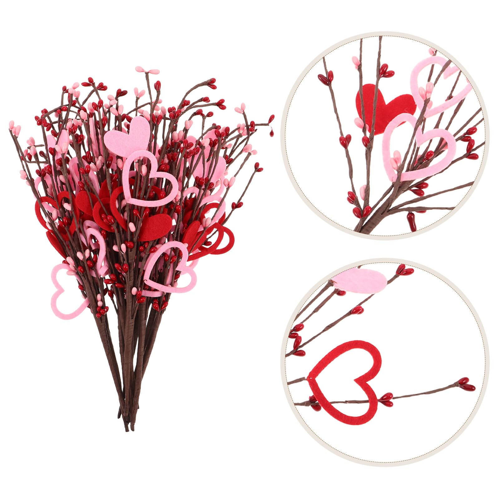 Gatuida 10 Piezas de Ramitas Artificiales Bayas Rojas y Forma de Corazón Ramo Decorativo para San Valentín Obsequio Romántico y Decoración para Bodas Mesas y Aniversarios