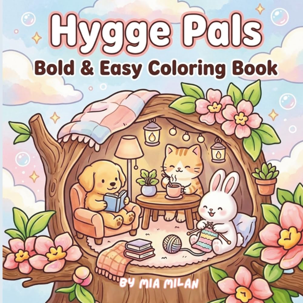 Hygge Pals Coloring Book: Bold and Easy Cozy Animal Coloring Pages for Relaxation and Stress Relief (Color & Relax: Bold and Easy Coloring Books)