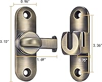 Vista 2 de 2 Paquetes de Pestillos de Bronce para Puerta de Granero, Cerradura de Portón de 90/180 Grados, Herrajes de Pestillos de Portón Abatible, Pestillo