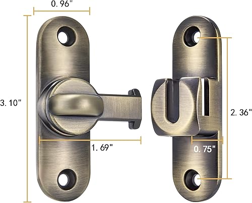 Miniatura 10 de INIRET Pestillos negros para puerta de granero, cerradura de puerta de 90180 grados, hardware de cierre de puerta abatible, cerradura de puerta de