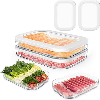 2 Pcs Deli Meat Container for Fridge, Stackable Bacon Lunch Meat Container for Refrigerator, Food Storage Boxes with 2 Lids for Cold Cuts, Cheese, LunchMeat, Salami, Meal Prep Containers, BPA Free