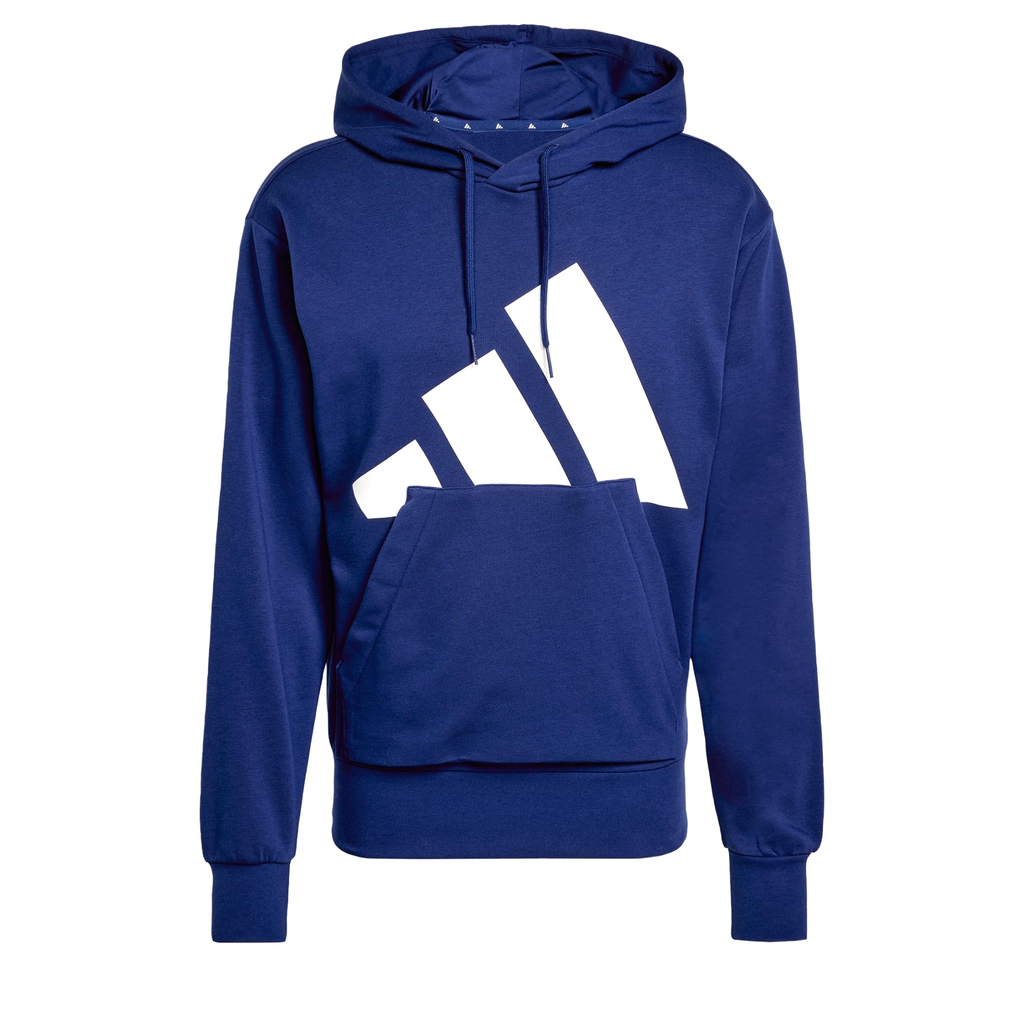 adidas Men's ESSENTIALS BIG LOGO FRENCH TERRY HOODIE, Dark Blue/White, L