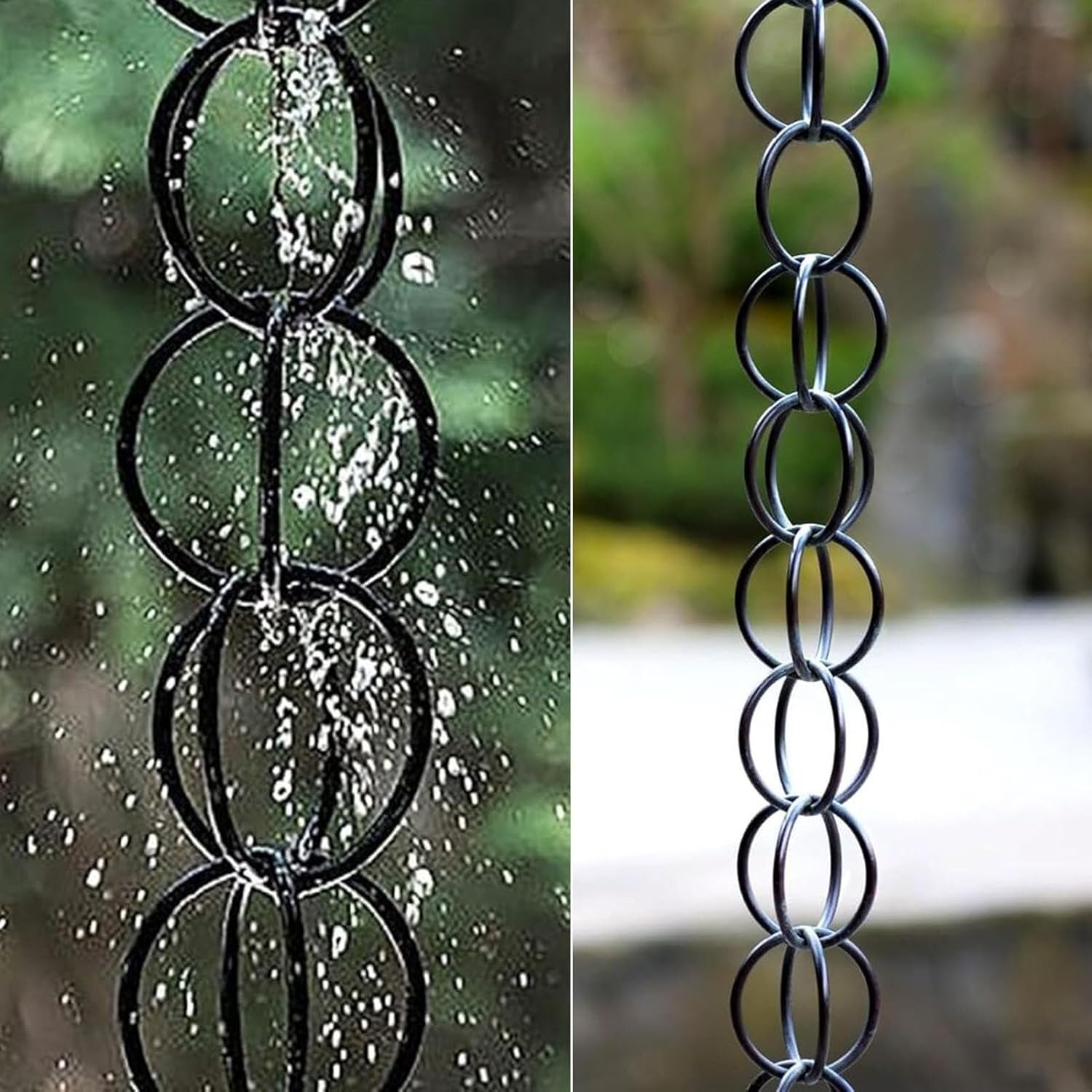 YANBI Rain Chains Ring Decorative Rain Chains Cups, Adjustable Rainwater Diverter for Heavy Rain/Light Rain, Aluminum Rain Gutter Drip Extension Chains (Size : 3m/10ft)