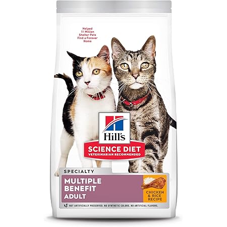 Hill's Science Diet Dry Cat Food, Adult, Multiple Benefit, Chicken Recipe, 7 lb. Bag