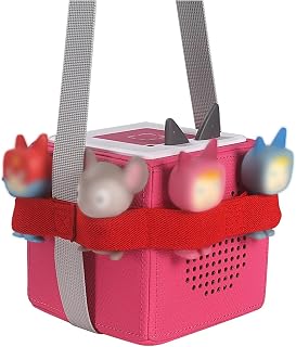 Vakdon Carrying Strap Compatible for Toniebox Starter Set and Accessories, Can Hold 8 Tonies Figures and charger, Handle Strap with sturdy elastic band for Toniebox accessories (Red)