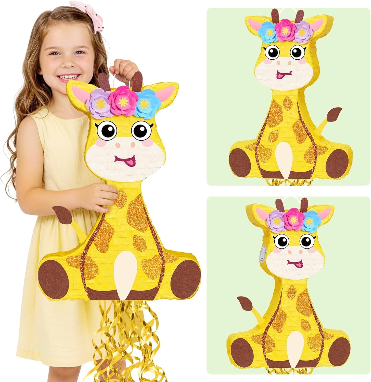 WERNNSAI Giraffe Piñata - Jungle Giraffe Piñata with Blindfold and Bat for Kids Cute Safari Animal Birthday Party Decorations Classroom Party Game Supplies Baby shower Decor
