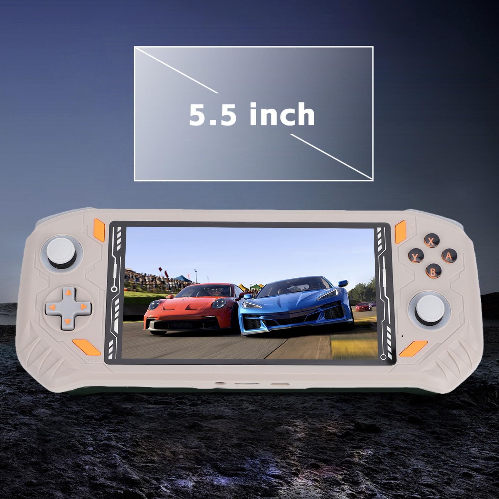 Handheld-Spielekonsole, Tragbarer Gaming-Player mit 5,5-Zoll-Bildschirm, RK3562 Quad-Core-Chip und HD-Multimedia-Schnittstelle, für Gaming-Enthusiasten (Beige)