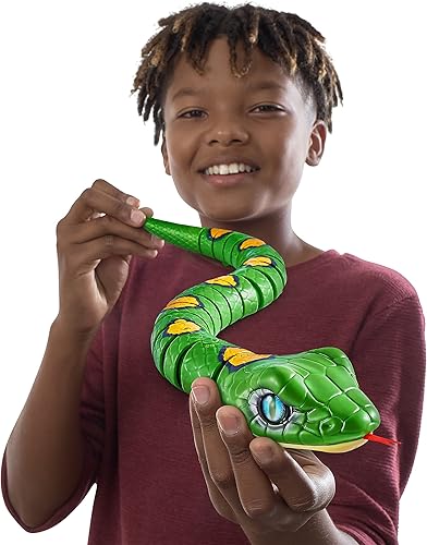Miniatura 6 de Robo Alive ZURU Slithering Snake Series 3 Green - Juguete robótico de reptil iluminado con batería que se mueve (verde), 7150B