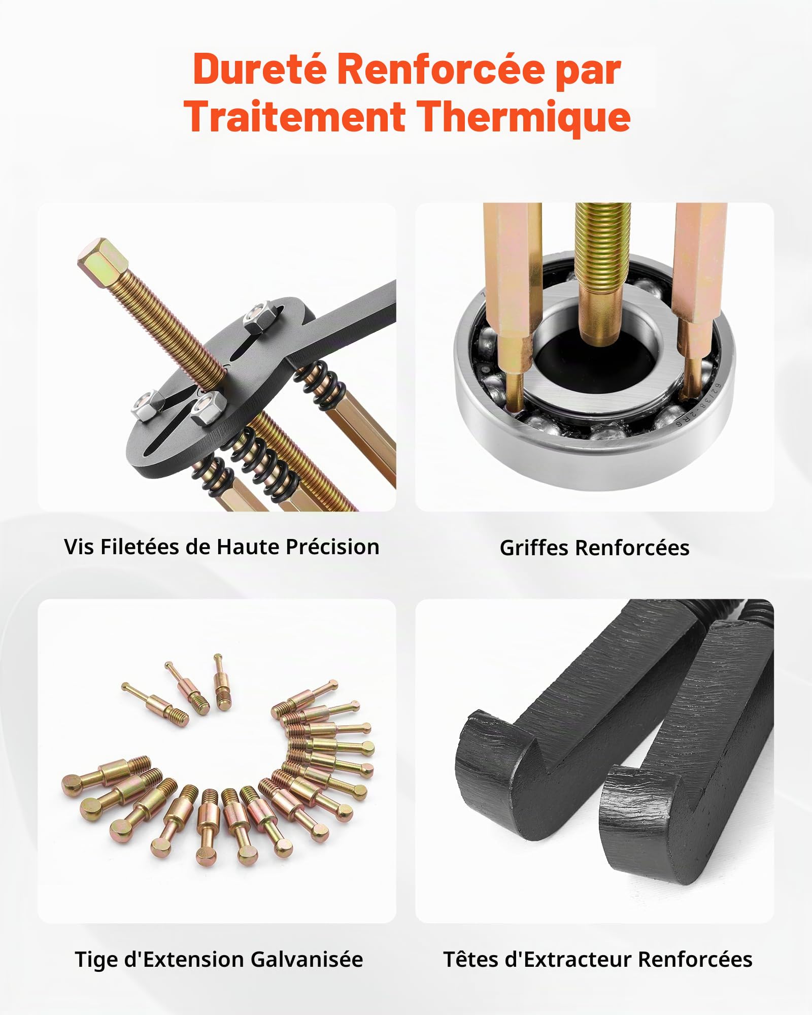 VEVOR Kit d'Extracteur de Roulements à 3 Mâchoires 36PCs, Kit d'Extraction de Roulements Internes et Externes sans Arbre Intérieur, Multifonctionnel, avec Étui de Rangement Portable Robuste, Atelier