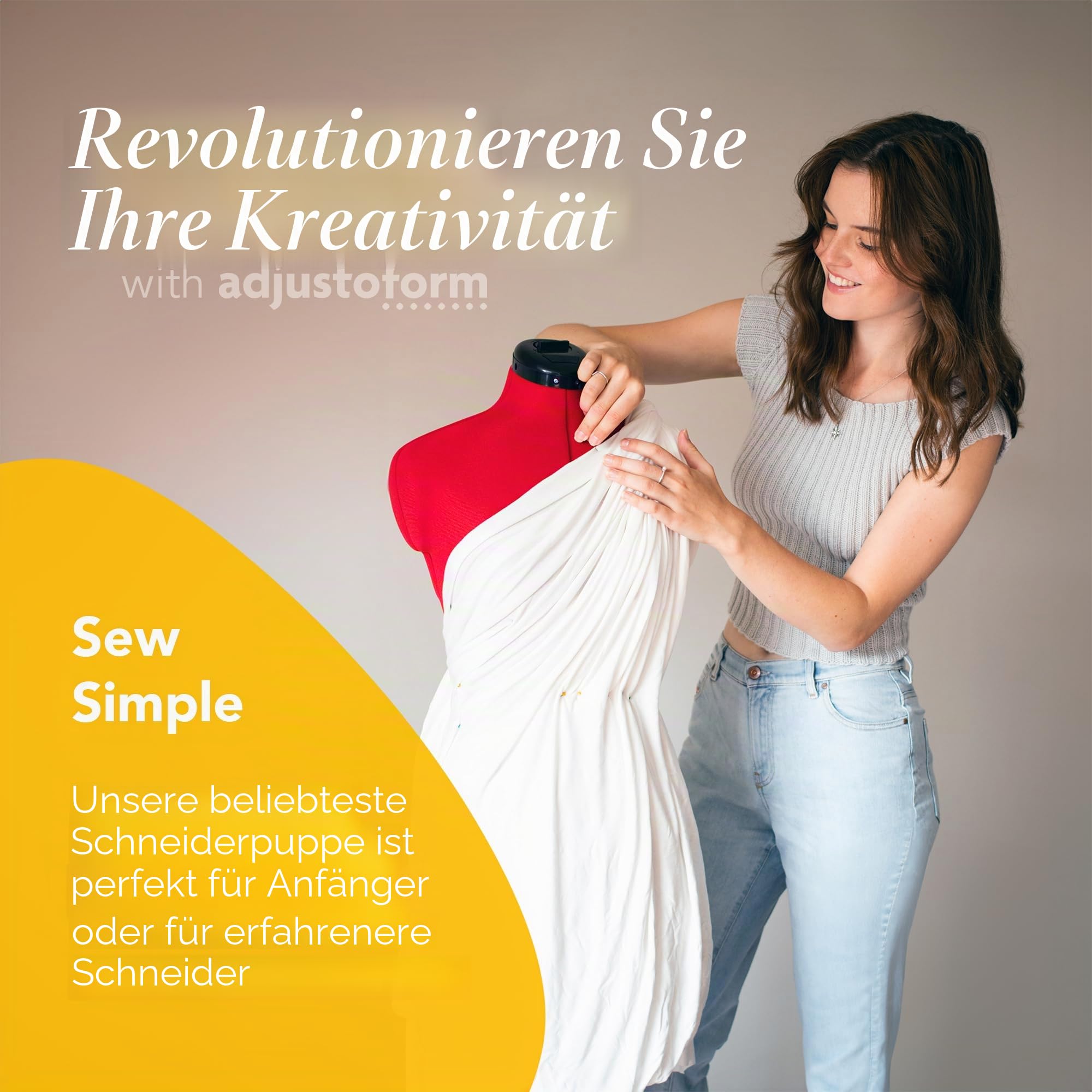 Adjustoform FG304 Sew Simple Schneiderpuppe, Nähpuppe, 8 verstellbare Teile, Größen 38 bis 46, klein, Mohnrot, Mohnblumenroter Nylonstoff, Rot (Poppy Red), S