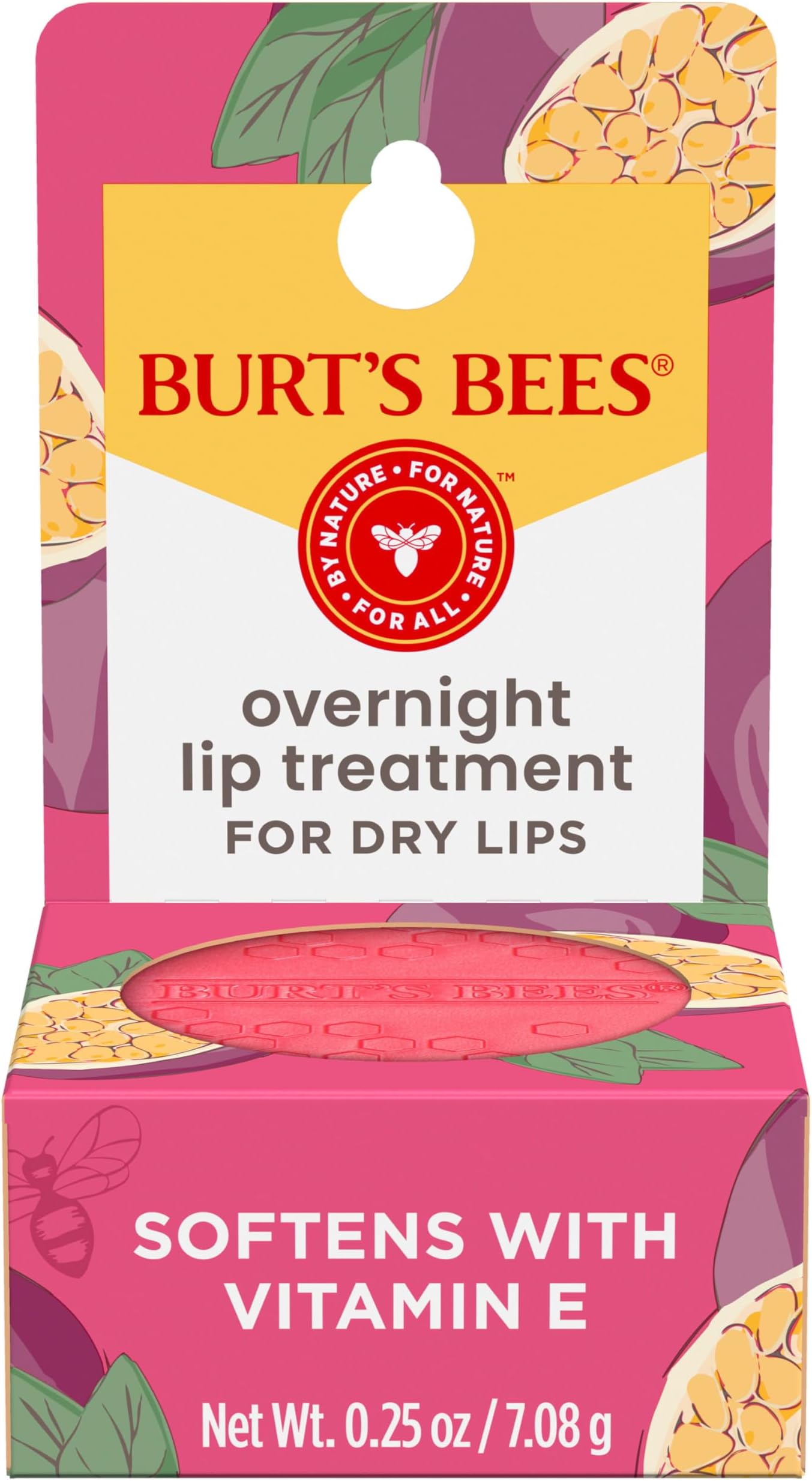 Overnight Lip Sleeping Mask, 0.25 oz - Moisturizing, Hydrating, Exfoliating, Reduces Fine Lines, Ceramide Infused, Passionfruit Scent