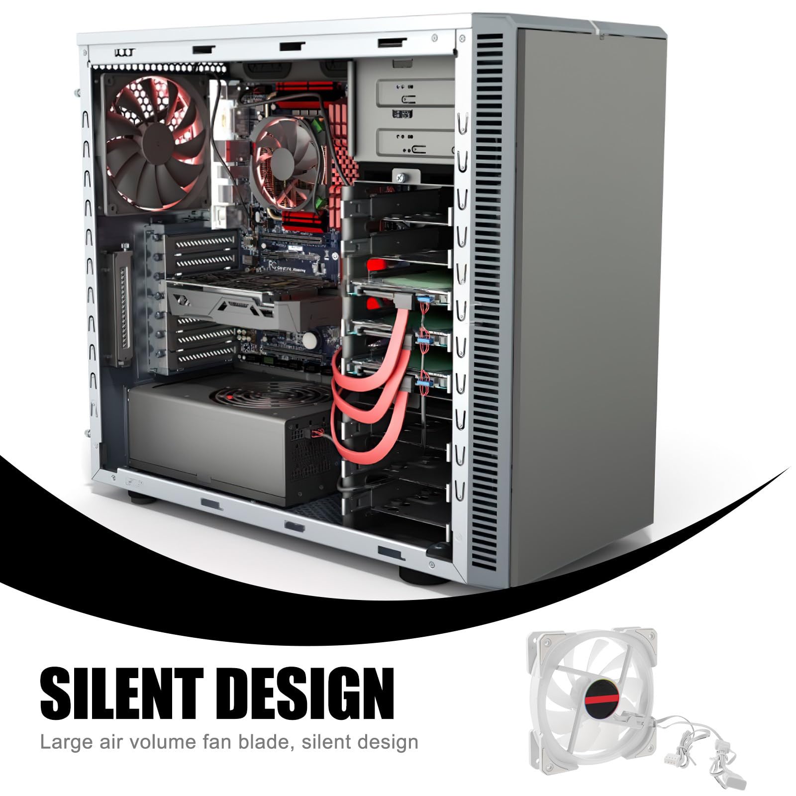 Ventilador de Refrigeración Rgb para Pc, Doble Anillo Blanco