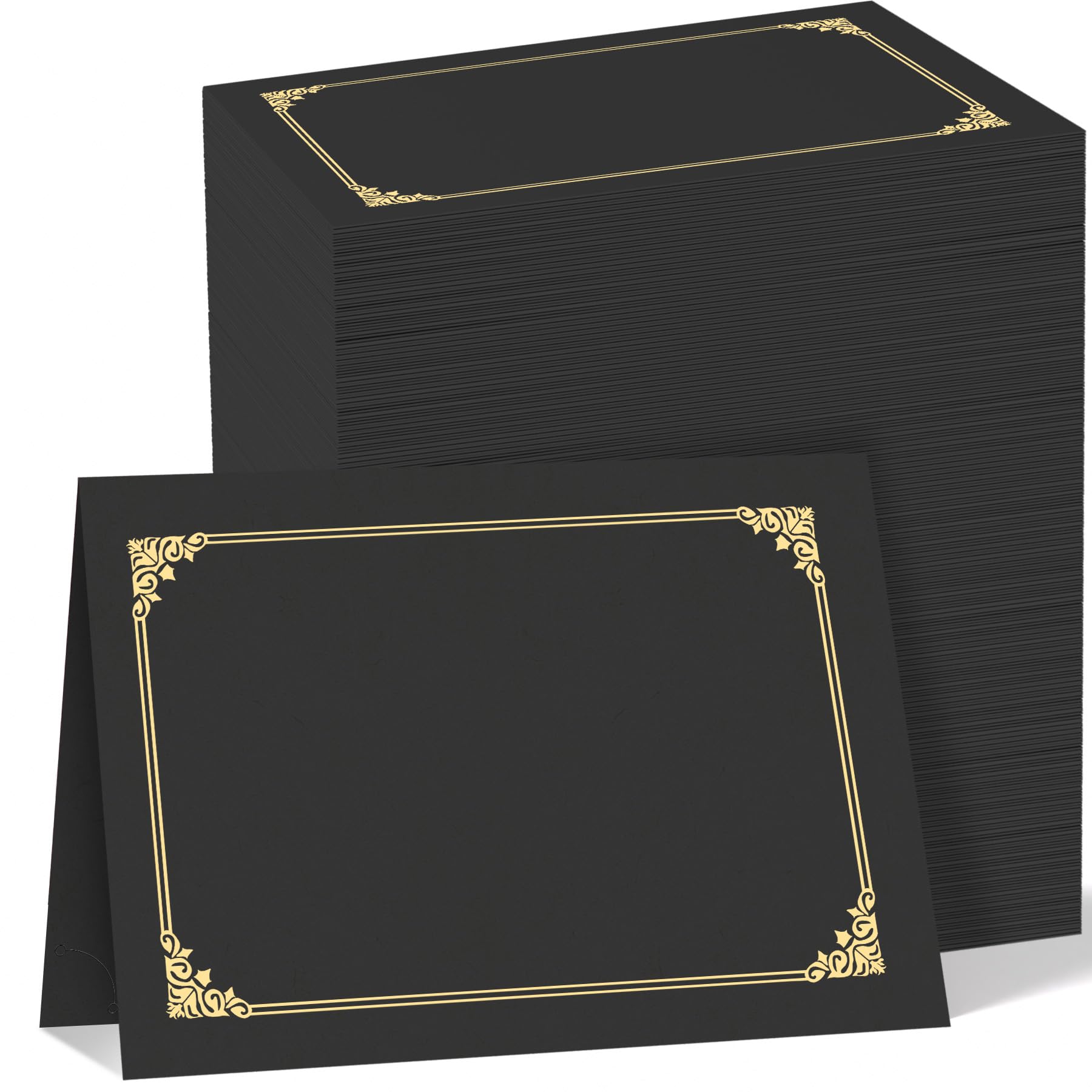 HAUTOCO 120 cartelline per diploma, colore nero, con bordo in lamina d'oro, per cartoncini di dimensioni 21 x 28 cm, premi, lauree