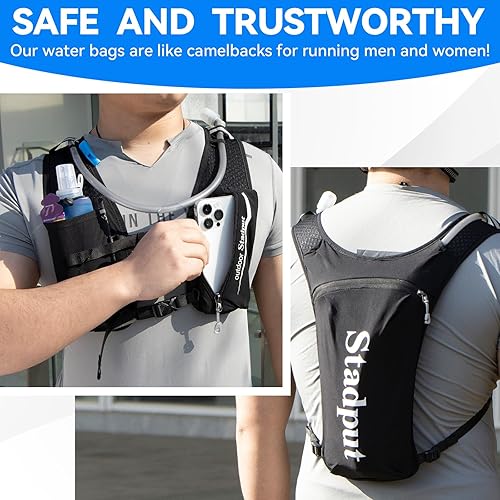 Miniatura 6 de Mochila reflectante de hidratación para correr  Bolsa ligera de 1.6 L para correr en senderos, ciclismo y maratón  Perfecto para hombres y mujeres