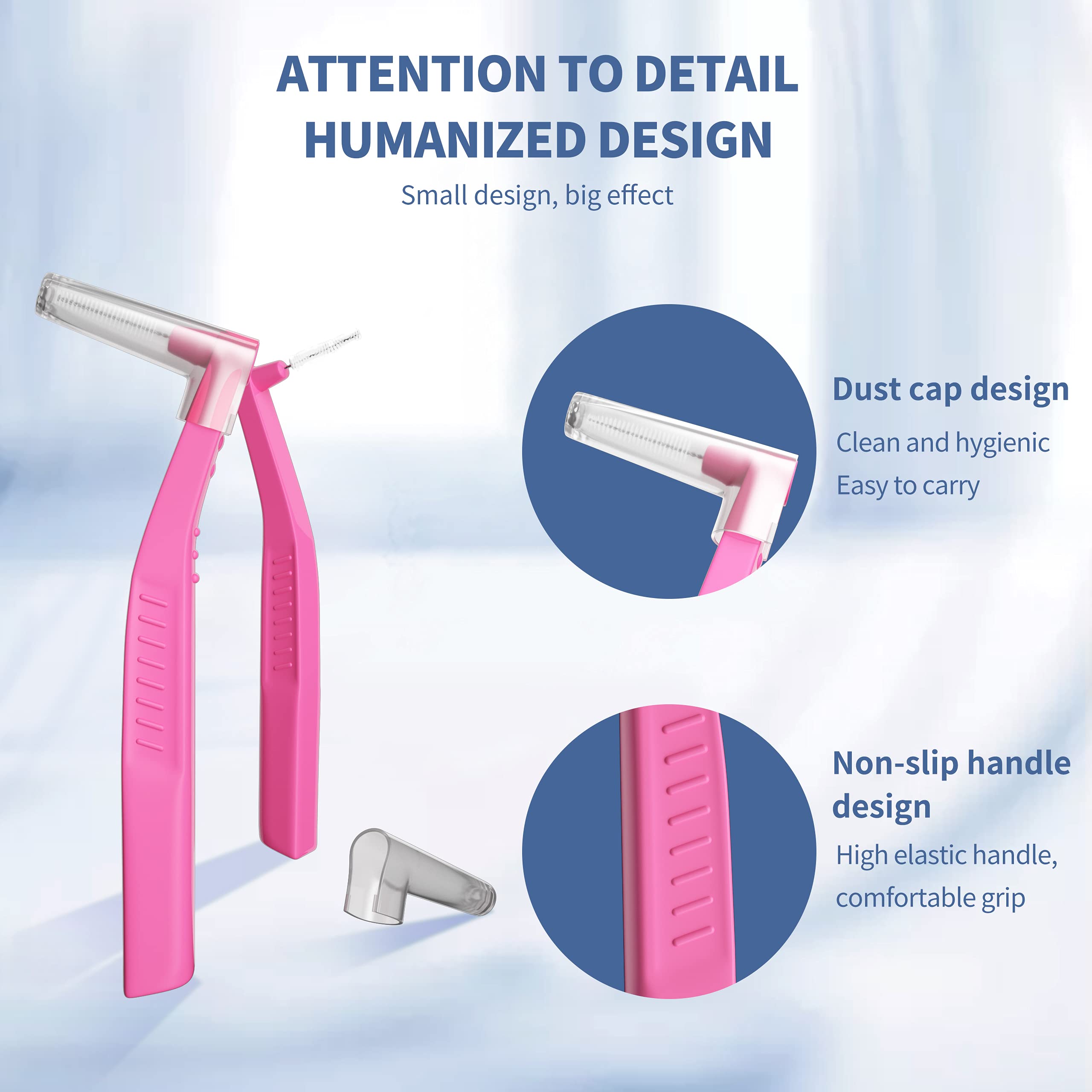 Spazzole interdentali da 80 punti, spazzolini dentali, stuzzicadenti e filo interdentale, per igiene orale, con custodia portatile per la pulizia dei denti (rosa, denti extra stretti)