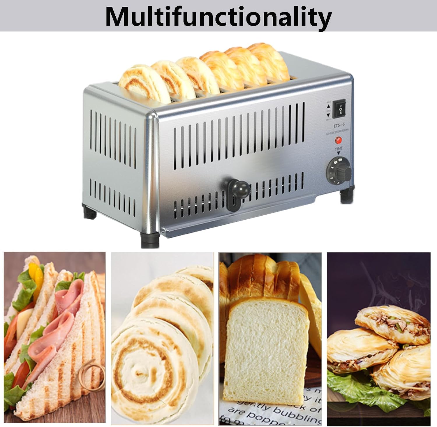 Toasters，commercial Toaster Oven, 4/6 Slot Toaster Commercial, 4 Slices/6 Slices Commercial Bread Toaster with Removable Crumb Tray,4 Slices 6slices