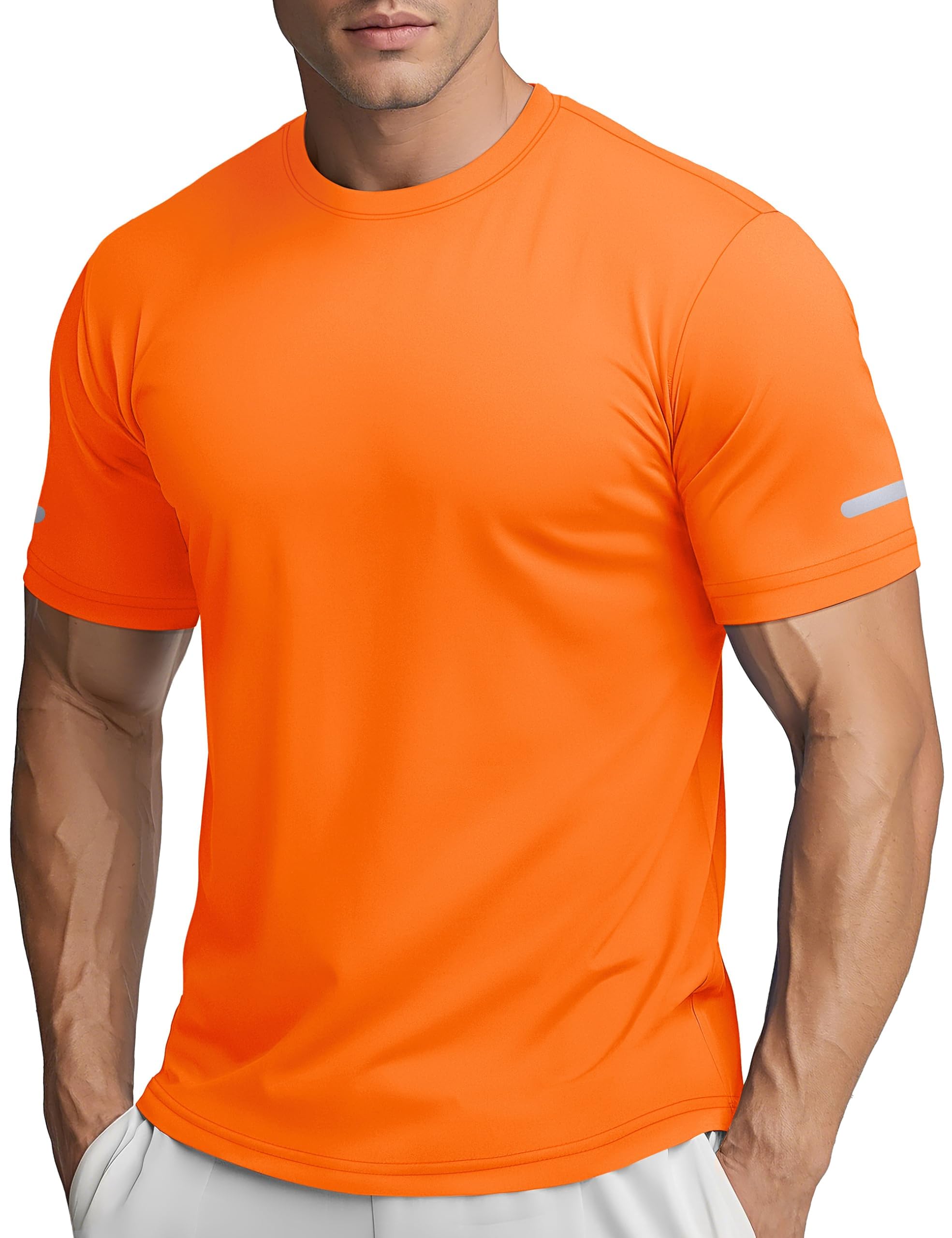 TACVASEN UV Shirt Herren Sportshirt Kurzarm UPF 50+ Sonnenschutz Atmungsaktive Funktionsshirt Laufshirts mit Reflektierender Streifen