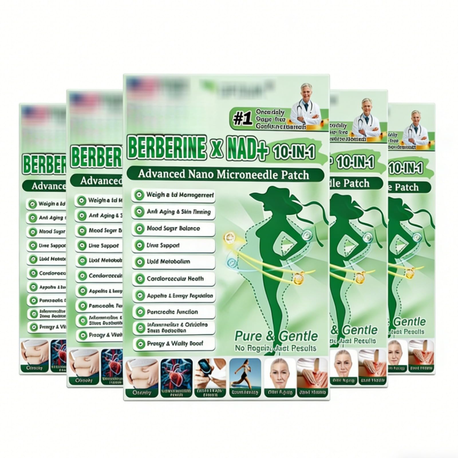 Moringa X Berberine Patch 10 in 1, Nano-Microneedle-Patch, Schlankheitseffekt, natürliche Inhaltsstoffe, einfach aufzutragen, unsichtbar unter der Kleidung, ideal für Damen und Herren