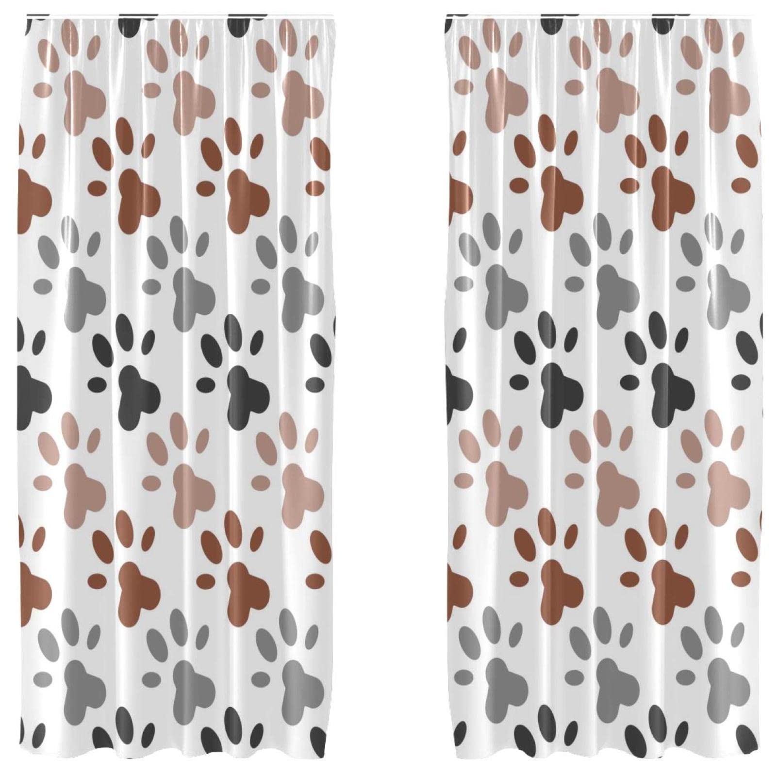 Cortinas opacas decorativas para habitación infantil con huellas de mascotas, dos piezas 55x84