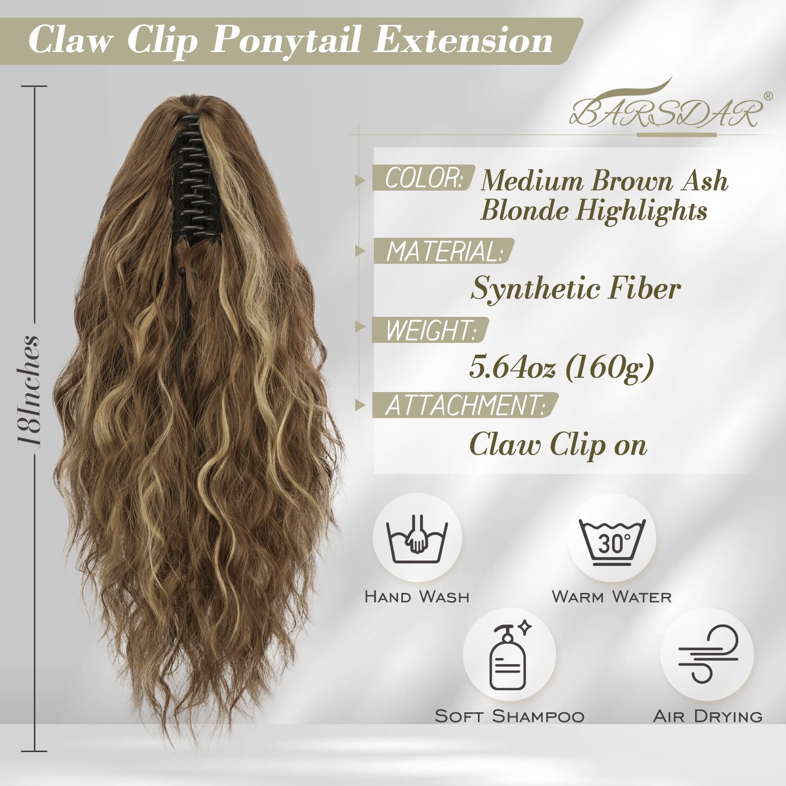 BARSDAR Claw Clip Ponytail Extensions - Image 2