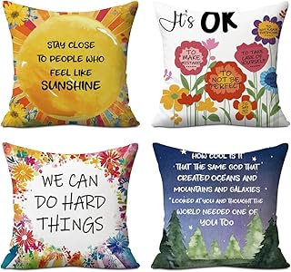 4PCs Sun Inspirational Gifts for Women Pillow Covers Sunshine Throw Pill...