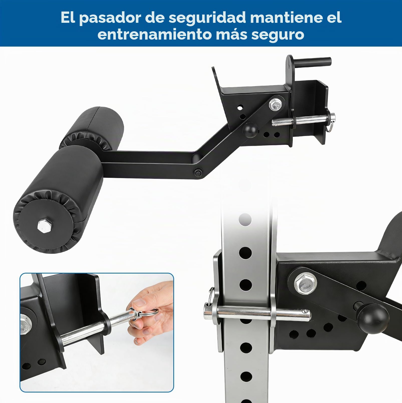Soporte de extensión de piernas, para Racks de Potencia de 2x2 | compatible con orificios de 5/8" o 1", sujeciones de piernas ajustables, superficie de cuero