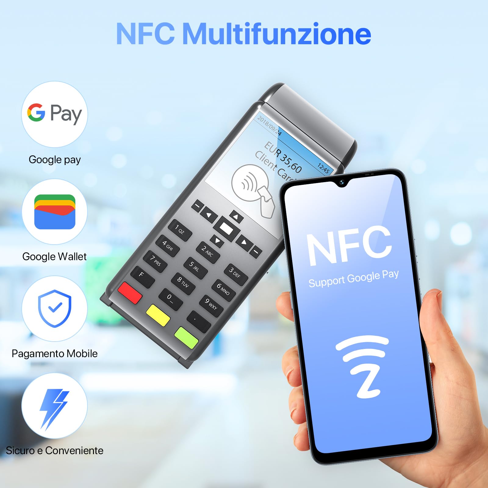 UMIDIGI A15T NFC Smartphone(2024) 16+128GB, MediaTek Helio G95,Tripla Fotocamera 64+8+2MP,Frontale 16MP,Display 6,7”HD+,5000mAh,Android 13,Telefono Cellulare 4G Doppia SIM/Sblocco Facciale/GPS-Nero