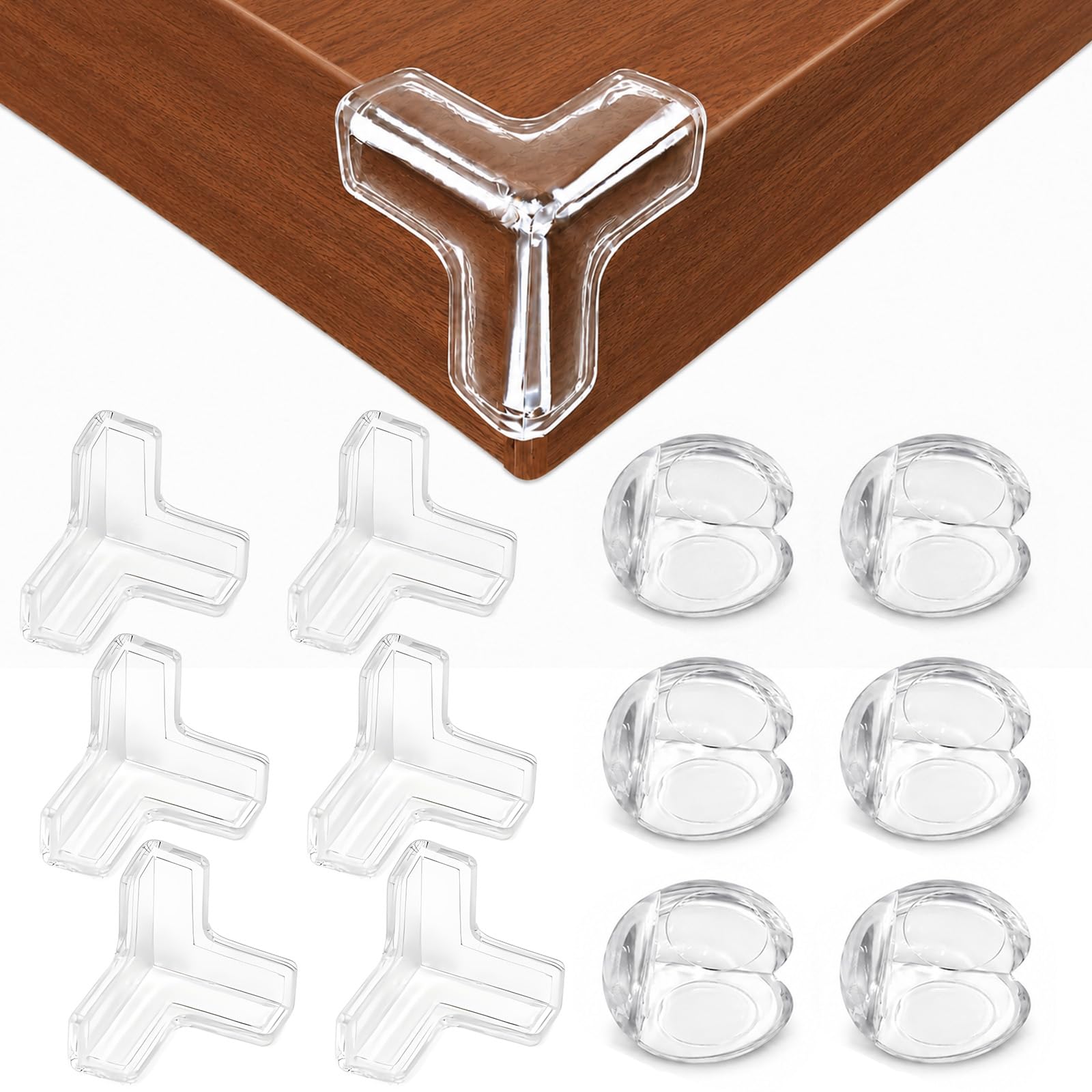 12 Pcs 6 Square & 6 Round Clear Baby Proofing Corner Guards, Corner Protectors for Kids, Soft Thick Table Corner Protectors for Furniture, Transparent Edge Protectors Anti Collision Bumpers