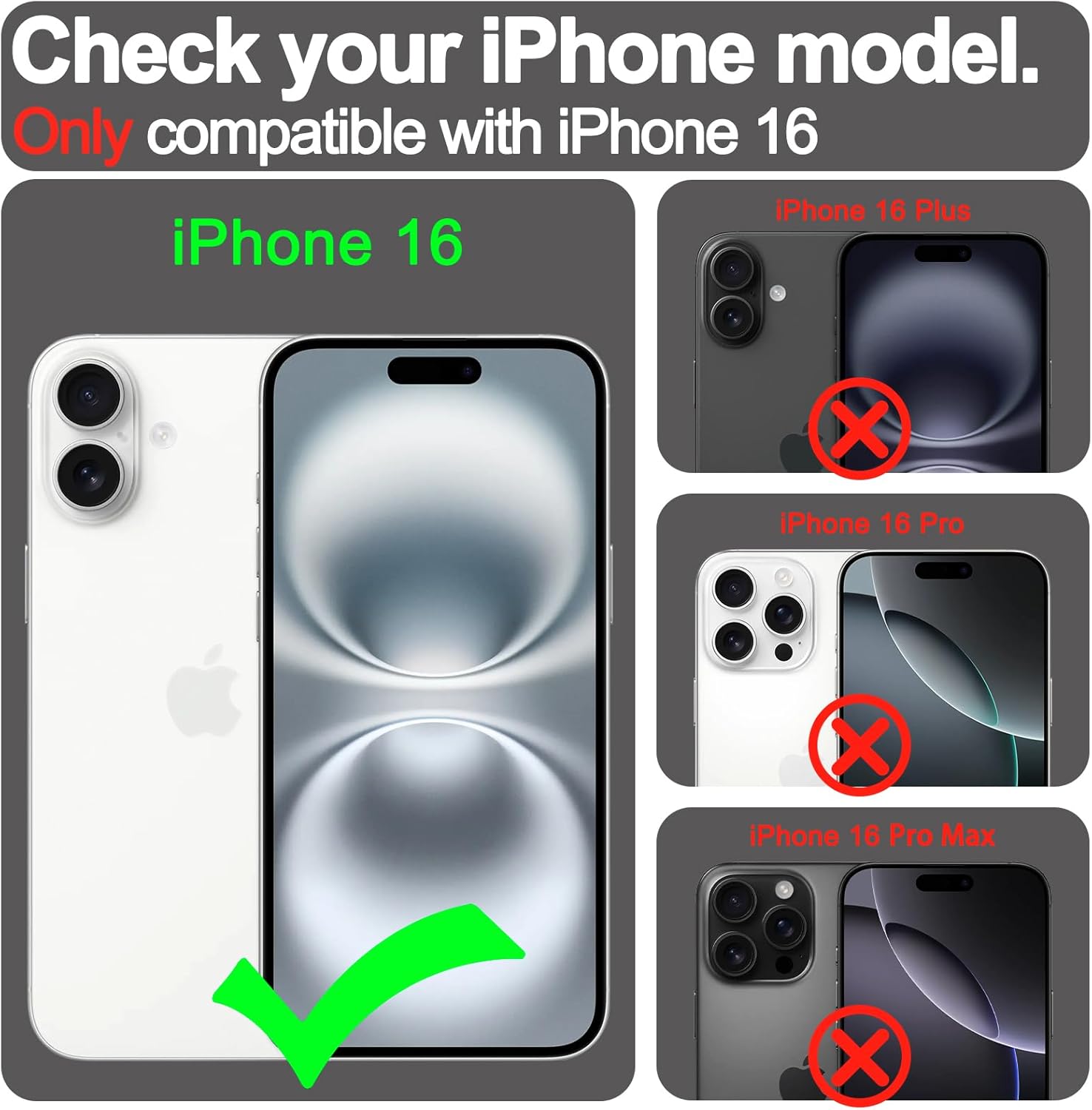 VANAVAGY Compatible for iPhone 16 Wallet Case, PU Leather Folio Flip Cover with RFID Blocking Card Holder Wrist Strap Kickstand for Wireless Charging, [Screen Protector & Camera Cover], Black - Image 2