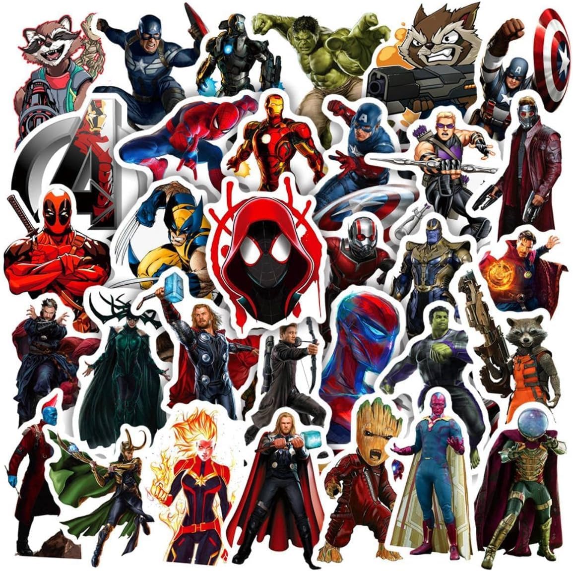 (50) Pcs Avenger Waterproof Stickers Pack for Fashion Laptop Decals Water Bottle Cars Motorcycle Bicycle Bumper Skateboard Luggage Phone Case DIY Decoration Logo Books (Design 1)